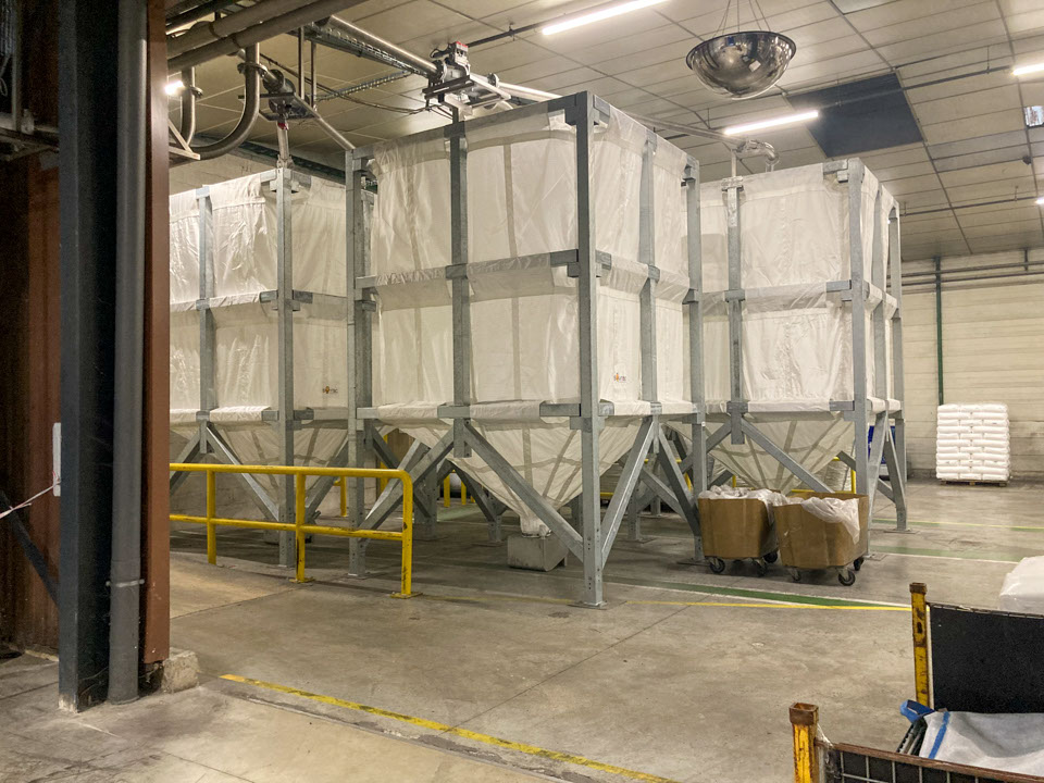 Silos souples connectés au réseau de dépotage