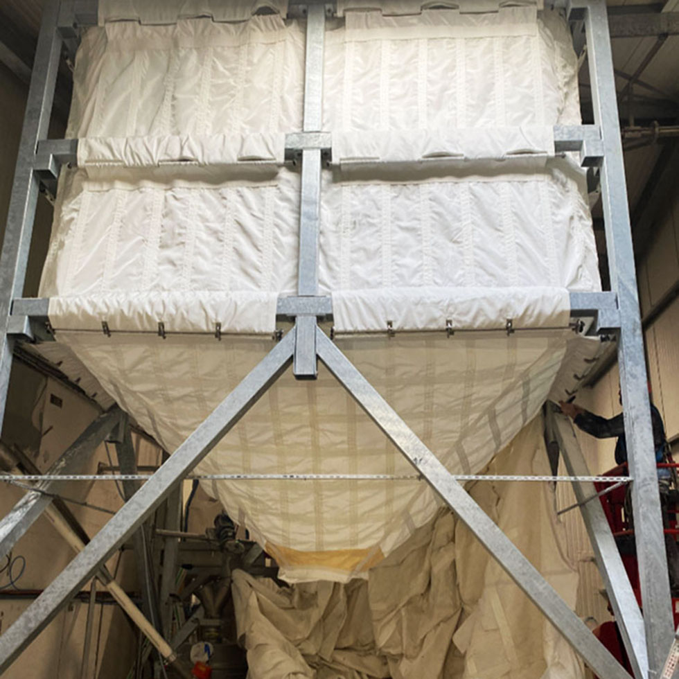 Remplacement de toile filtrante sur silo souple sans démontage